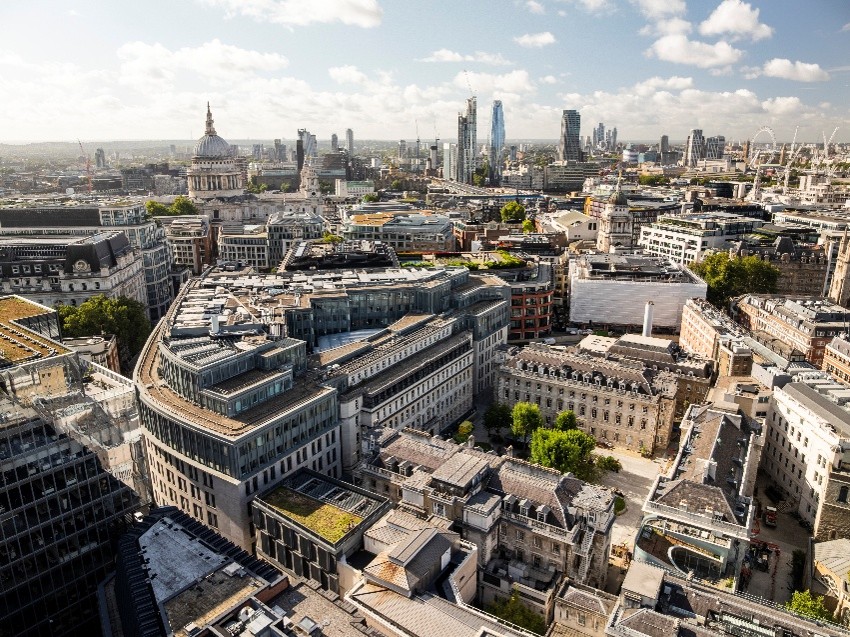 An aerial view of the City of London