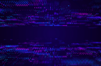 A microchip design in blue and purple.
