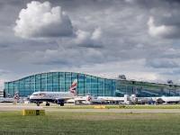 Planes outside an airport terminal building