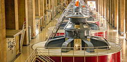 A series of turbines in a hydro electric dam