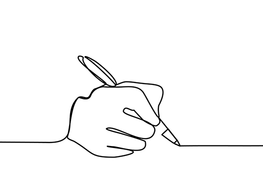 Illustration of a hand holding a pen