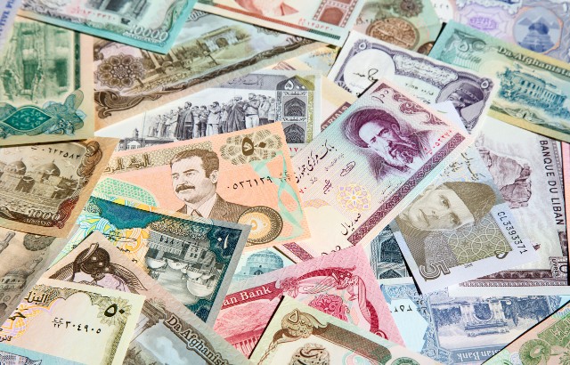 A montage of banknotes