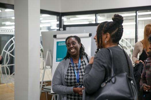 Two women talking