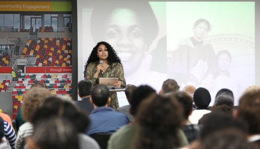 Olivia Wyatt presenting at the Hounslow Council BHM event