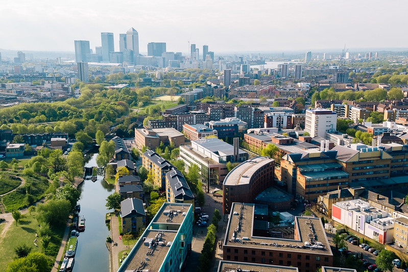 Aerial image of Mile End Campus