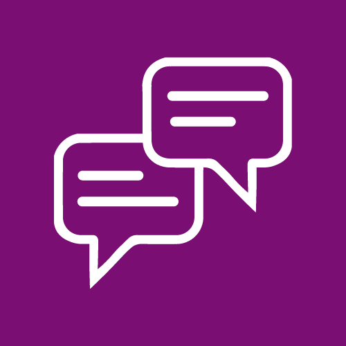 Chat bubbles representing live chat support from ITS