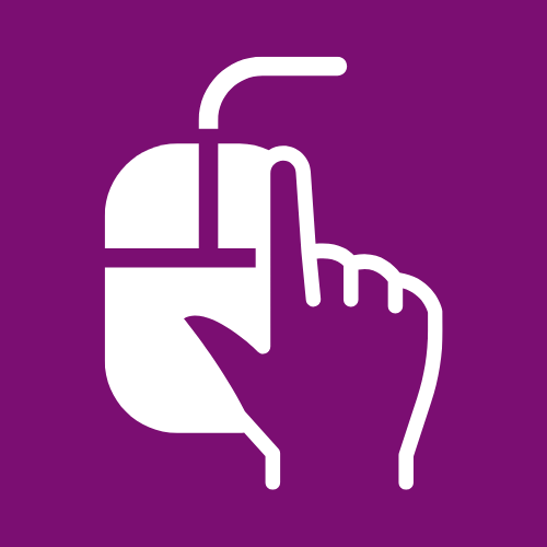 A hand using a mouse representing the self-service portal support option from ITS