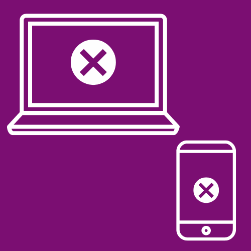 An image of a laptop and mobile phone with x
