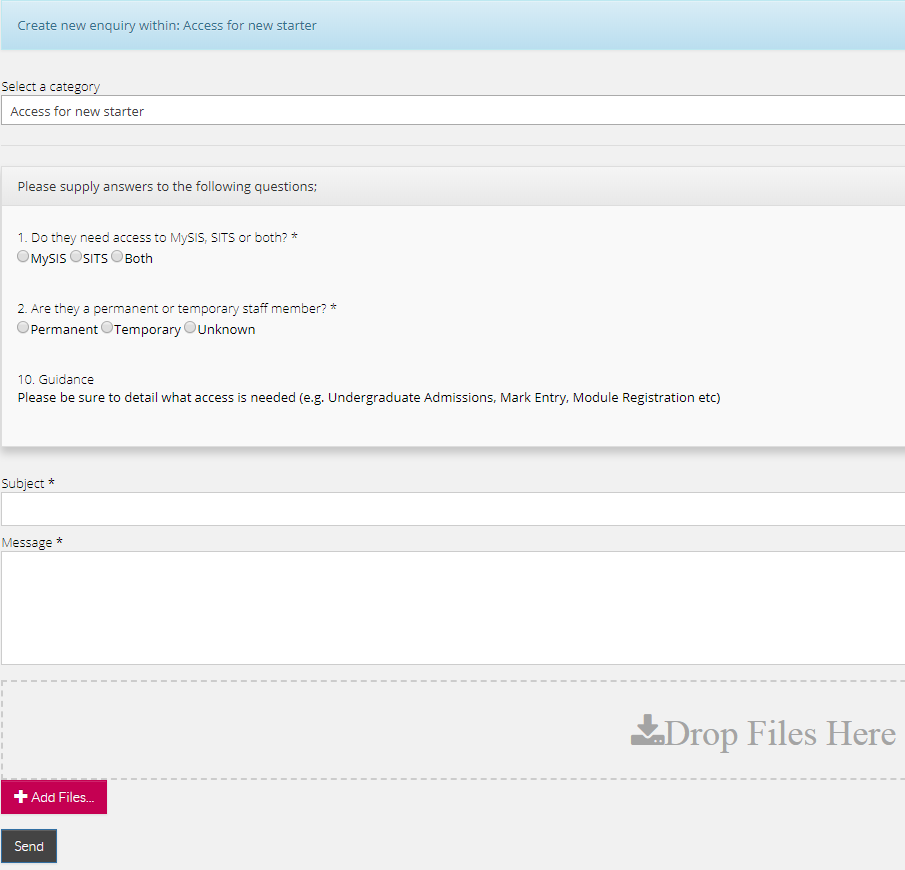 Form - Send - Mysis