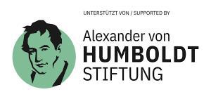 Alexander von Humboldt Stiftung logo. There is a caricature of Alexander von Humboldt, the German geographer and naturalist.