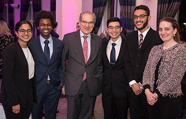 Ashwatha Venkatrajulu, Stephen Kamau Karori, Lord Mance, Augustine Tang Jing Cheng and Hussain Syed at the reception