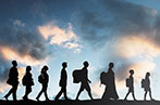 A group of migrants travelling