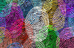 Lots of finger prints in different colours.