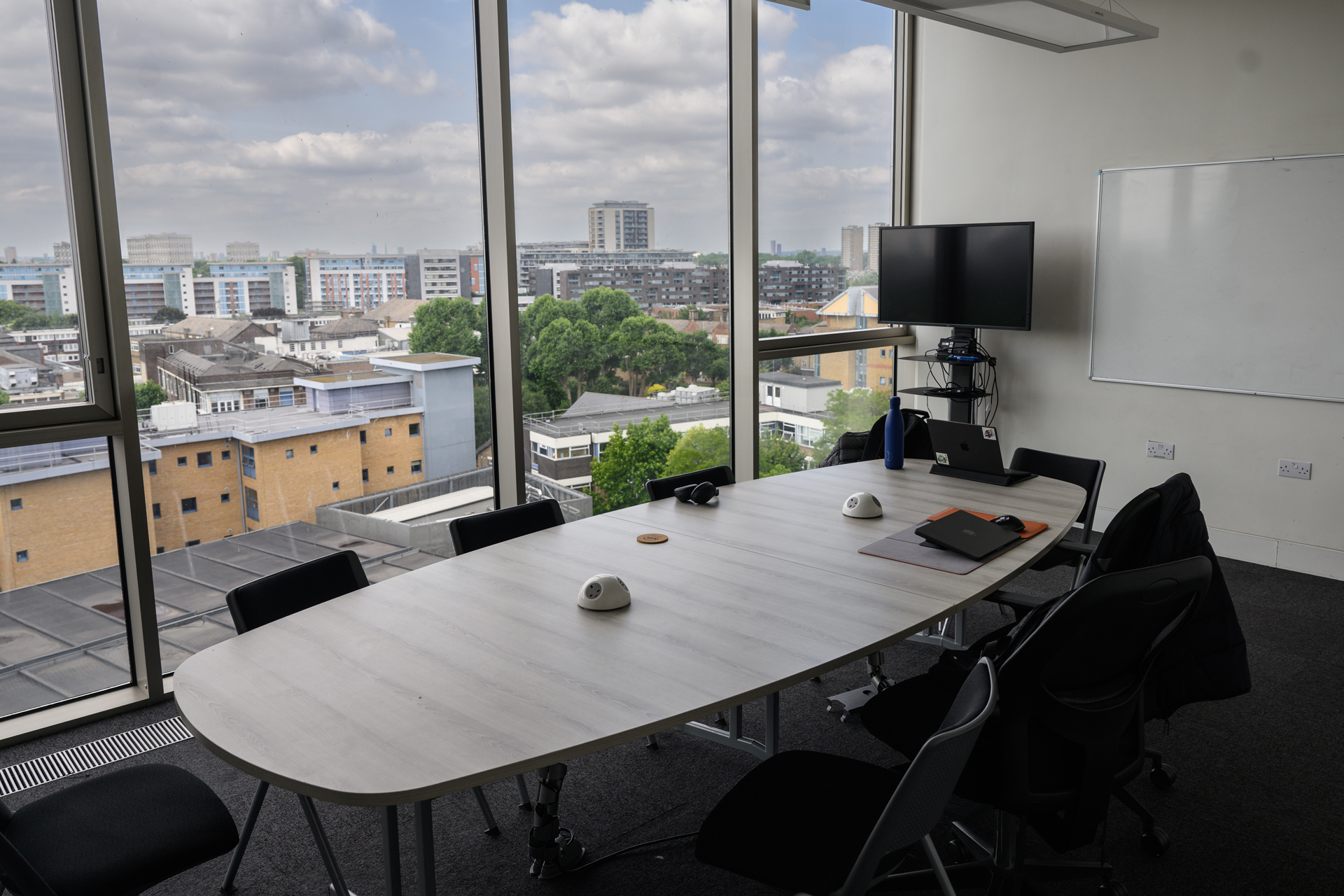 Group study room showing desk and screen to connect laptop