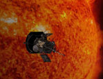 Parker Solar Probe  flying in front of the sun