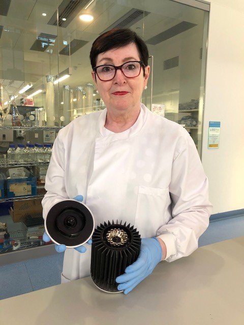 Professor Jo Martin with the Novacyt Q16 PCR machine