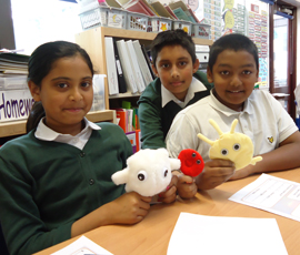 Year 6 Bigland Green pupils with 'blood cells'