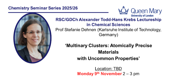 Chemistry Department Seminar: Prof Stefanie Dehnen, Karlsruhe Institute of Technology (KIT), Germany
